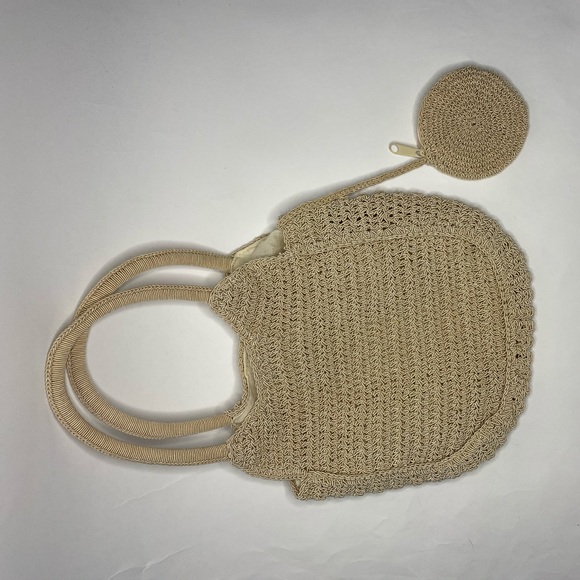 Tan straw Y2k purse with matching coin purse - Picture 7 of 7